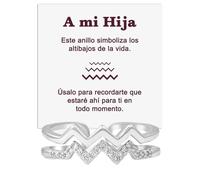 Bramart Anillo Mujer A mi Hija para Hijas Mujeres Chicas en Plata de Ley 925 Inspiracional y de Motivación Altos y Bajos Ajustable - Caja con DEDICATORIA incluida (Anillo Hija Altos y Bajos)