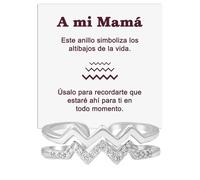 Bramart Anillo Mujer A mi Mamá para Mujeres Chicas Madres en Plata de Ley 925 Inspiracional y de Motivación Altos y Bajos Ajustable - Caja con DEDICATORIA incluida (Anillo Altos y Bajos Mamá)
