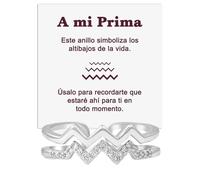 Bramart Anillo Mujer A Mi Prima para Primas Mujeres Chicas en Plata de Ley 925 Inspiracional y de Motivación Altos y Bajos Ajustable - Caja con DEDICATORIA incluida (Anillo Prima Altos y Bajos)