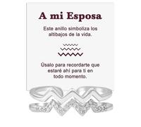 Bramart Anillo Mujer en Plata de Ley 925 para Esposas Novias Chicas - Inspiracional y de Motivación Altos y Bajos Ajustable - Caja con DEDICATORIA incluida (Anillo Esposa Altos y Bajos)