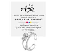 Bramart Anillo Mujer Esposa en Plata de Ley 925 para Esposas Novias Chicas - Inspiracional y de Motivación Altibajos Ajustable - Caja con DEDICATORIA incluida (Anillo amor Ansiedad)