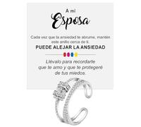 Bramart Anillo Mujer Esposa en Plata de Ley 925 para Esposas Novias Chicas - Inspiracional y de Motivación Altibajos Ajustable - Caja con DEDICATORIA incluida (Anillo Esposa Ansiedad)