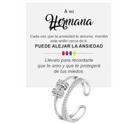 Bramart Anillo Mujer Hermana para Hermanas Mujeres Chicas en Plata de Ley 925 Inspiracional y de Motivación, Contra la Ansiedad Ajustable - Caja con DEDICATORIA incluida (Anillo Hermana Ansiedad)