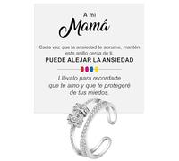 Bramart Anillo Mujer Mamá para Madres Mujeres Chicas en Plata de Ley 925 Inspiracional y de Motivación, Contra la Ansiedad Ajustable - Caja con DEDICATORIA incluida (Anillo Mamá Ansiedad)
