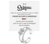 Bramart Anillo Mujer Nieta para Nietas Mujeres Chicas en Plata de Ley 925 Inspiracional y de Motivación, Contra la Ansiedad Ajustable - Caja con DEDICATORIA incluida (Anillo Nieta Ansiedad)