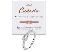 Bramart Anillo Nudo Mujer Cuñada anillo Cuñada en Plata de Ley 925 Idea Regalo cuñadas para ella Navidad Cumpleaños ajustable - Estuche con DEDICATORIA incluido (Anillo Nudo Cuñada)