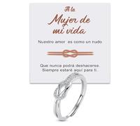 Bramart Anillo Nudo Mujer Esposa en Plata de Ley 925 Idea Regalo esposas novias para ella Navidad Cumpleaños Aniversario ajustable - Estuche con DEDICATORIA incluido (Anillo Nudo Mujer de mi vida)