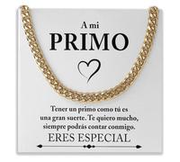 Bramart Collar Cubano Hombre A mi Primo idea regalo cumpleaños Ideas Regalos para él Primos Navidad Fiesta Cumpleaños - Estuche con DEDICATORIA incluido (Collar Primo 2)