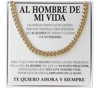 Bramart - Collar Cubano Hombre - Acero Inoxidable Ajustable 45.7-56cm - Aniversario, Cumpleaños, San Valentín - Ideas de Regalos Originales - Argento, Extra Grande - Estuche con DEDICATORIA incluido