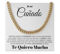 Bramart Collar Cubano Hombre Cuñado Te quiero un mundo de bien Ideas Regalos para él por Navidad cumpleaños cognados Cofanetto con DEDICATORIA incluido (Collar Cuñado 1)