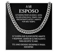 Bramart Collar Cubano Hombre Esposo Idea de Regalo para Cumpleaños o Navidad en Acero Inoxidable Pulido Ideas de Regalo para San Valentín - Caja con DEDICATORIA incluida (Esposo 2)