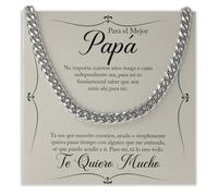 Bramart Collar Cubano Hombre Papá Idea Regalo Cumpleaños Acero Inoxidable Pulido Ideas Regalos para él Navidad Día del Padre - Cofre con DEDICATORIA incluido (a mi papá 5)