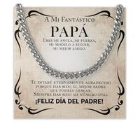 Bramart Collar Cubano Hombre Papá Idea Regalo Cumpleaños Acero Inoxidable Pulido Ideas Regalos para él Navidad Día del Padre - Cofre con DEDICATORIA incluido (a mi papá 4)