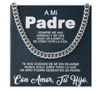 Bramart Collar Cubano Hombre Papá Idea Regalo Cumpleaños Acero Inoxidable Pulido Ideas Regalos para él Navidad Día del Padre - Cofre con DEDICATORIA incluido (a mi papa 1)