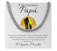 Bramart Collar Cubano Hombre Papá Idea Regalo Cumpleaños Acero Inoxidable Pulido Ideas Regalos para él Navidad Día del Padre - Cofre con DEDICATORIA incluido (a mi papa)