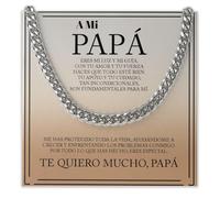 Bramart Collar Cubano Hombre Papá Idea Regalo Cumpleaños Acero Inoxidable Pulido Ideas Regalos para él Navidad Día del Padre - Cofre con DEDICATORIA incluido (a mi papa 2)