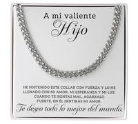 Bramart Collar Cubano para Hombre A mi Valiente Hijo - Ideas de Regalo para Él para Navidad Cumpleaños - Set de Regalo con DEDICACIÓN incluido (A mi Valiente Hijo)