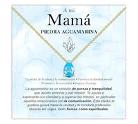 Bramart Collar Mamá Piedra Aguamarina Regalos para ella Idea de Regalo Madres Plata Oro Navidad Cumpleaños Día de la Madre - Estuche con DEDICATORIA incluida (Collar Mamá Piedra Aguamarina oro)