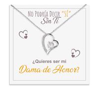 Bramart Collar Mujer A mi Dama de Honor Te quiero con todo mi corazón Acabado Plata, Oro Ideas de Regalo para ella Cumpleaños, Navidad - Estuche con DEDICATORIA incluida (Collar Dama de Honor)