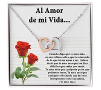 Bramart Collar Mujer A Mi Esposa Idea de Regalo para Ella Acabado en Plata y Oro Joyería Aniversario de Boda Ideas de Regalos - Estuche con DEDICATORIA incluida (amor de mi vida)