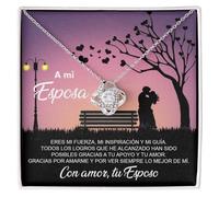 Bramart Collar Mujer A Mi Esposa Idea de Regalo para Ella Acabado en Plata y Oro Joyería Aniversario de Boda Ideas de Regalos - Estuche con DEDICATORIA incluida (A Mi Esposa 8)