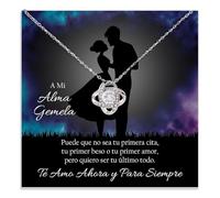 Bramart Collar Mujer Alma Gemela Regalo para ella Acabado en Plata u Oro Joya Aniversario Boda San Valentín Navidad Esposa o Novia - Estuche con DEDICATORIA incluida (Collar Alma Gemela)