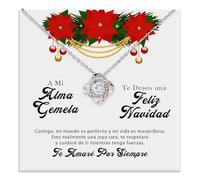 Bramart Collar Mujer Alma Gemela Regalo para ella Acabado en Plata u Oro Joya Aniversario Boda San Valentín Navidad Esposa o Novia - Estuche con DEDICATORIA incluida (Collar Alma Gemela 3)