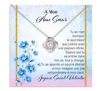 Bramart Collar Mujer Alma Gemela Regalo para ella Acabado en Plata u Oro Joya Aniversario Boda San Valentín Navidad Esposa o Novia - Estuche con DEDICATORIA incluida (Collar Alma Gemela 4)