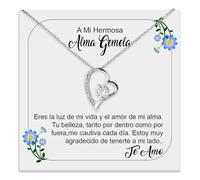Bramart Collar Mujer Alma Gemela Regalo para ella Acabado en Plata u Oro Joya Aniversario Boda San Valentín Navidad Esposa o Novia - Estuche con DEDICATORIA incluida (Collar Alma Gemela 2)
