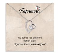 Bramart Collar Mujer Enfermera Idea de Regalo para Ella Acabado en Plata u Oro Corazón con Colgante de Enfermera Profesional - Caja con DEDICATORIA incluida (enfermera 4)