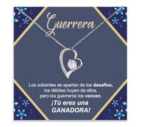 Bramart Collar Mujer Guerrera Idea Regalo para Ella Acabado en Plata u Oro, Ideas Regalo Colgante de Corazón para Guerreras - Caja con DEDICATORIA incluida (Collar Guerrera)