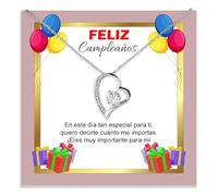Bramart Collar Mujer Idea Regalo Cumpleaños Acabado en Oro o Plata Regalos para ella Fiesta Evento Especial - Caja con DEDICATORIA incluida (Collar Mujer Cumpleaños)