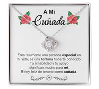 Bramart Collar Mujer Para Mi Cuñada Querida Te Quiero Muchísimo Acabado en Plata y Oro - Ideas de Regalos para Ella Cumpleaños Navidad - Estuche con DEDICATORIA incluida. (a mi cuñada 2)