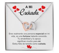 Bramart Collar Mujer Para Mi Cuñada Querida Te Quiero Muchísimo Acabado en Plata y Oro - Ideas de Regalos para Ella Cumpleaños Navidad - Estuche con DEDICATORIA incluida. (a mi cuñada 1)