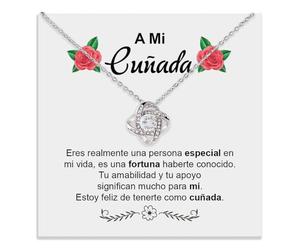 Bramart Collar Mujer Para Mi Cuñada Querida Te Quiero Muchísimo Acabado en Plata y Oro - Ideas de Regalos para Ella Cumpleaños Navidad - Estuche con DEDICATORIA incluida. (a mi cuñada 2)