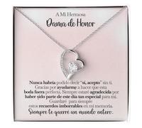 Bramart Collar Mujer Para mi Dama de Honor Te Quiero con Todo mi Corazón Acabado en Plata u Oro, Ideas de Regalo para Ella Cumpleaños, Navidad - Caja con DEDICATORIA incluida (dama de honor 2)