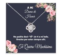 Bramart Collar Mujer Para mi Dama de Honor Te Quiero con Todo mi Corazón Acabado en Plata u Oro, Ideas de Regalo para Ella Cumpleaños, Navidad - Caja con DEDICATORIA incluida (dama de honor)