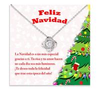 Bramart Collar Mujer para Navidad Esposa Novia Alma Gemela Compañera Idea de Regalo para Ella Acabado en Plata, Oro Cumpleaños - Estuche con DEDICATORIA incluida (Feliz Navidad amor)