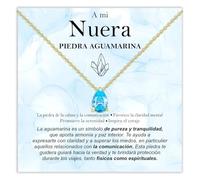 Bramart Collar Nuera Piedra Aguamarina Regalos para ella Plata de Ley 925 Idea de Regalo nueras Navidad Cumpleaños Motivacional - Estuche con DEDICATORIA incluida (Collar Nuera Piedra Aguamarina oro)
