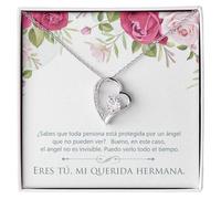 Bramart Collar para Mujer Querido Hermana, Plata - Ideas de Regalos para ella, Aniversario de Matrimonio, Cumpleaños o Navidad - Estuche con DEDICATORIA incluido (Querida Hermana)