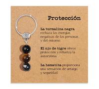 Bramart Llavero Personalizado con Cristales Naturales, Idea de Regalo Nuevos Comienzos Piedras Curativas Regalos para él Hombre para ella Mujer Cristal Sanador Dedicación Especial (Protección)