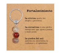 Bramart Llavero Personalizado con Cristales Naturales, Idea de Regalo Nuevos Comienzos Piedras Curativas Regalos para él Hombre para ella Mujer Cristal Sanador Dedicación Especial (Fortalecimiento)