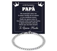 Bramart Pulsera Cubana Papá Hombre en Acero Inoxidable Pulido Idea Regalo Original Babbo Cumpleaños Navidad Día del Padre - Estuche con DEDICATORIA incluido (Pulsera Cubana Papá 1)