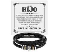 Bramart Pulsera de cuero trenzado para hombre a mi Hijo Ideas de regalo para él Navidad Cumpleaños - Caja de regalo con DEDICACIÓN incluida (Mi Hijo)
