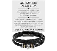 Bramart Pulsera de cuero trenzado para Hombre de mi Vida Ideas de regalo para él Navidad Cumpleaños - Caja de regalo con DEDICACIÓN incluida (Hombre de Mi Vida)