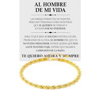 Bramart Pulsera El hombre de mi vida de cordón Regalo de Cumpleaños o Navidad ideas de Regalo para él Novio, Marido acabado plata y oro - Estuche con DEDICATORIA incluido (Hombre de mi Vida, 1)