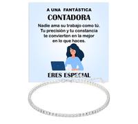 Bramart Pulsera Mujer Contadora Plata de Ley 925 Cumpleaños Ideas Regalos para ella, Pulseras Contadoras Tennis Idea Regalo Navidad - Cofre con DEDICATORIA incluido (Pulsera Contadora Tennis)