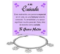 Bramart Pulsera Mujer Para Mi Cuñada Cumpleaños o Navidad Acero Inoxidable Pulido Ideas de Regalos para Ella Cuñada - Estuche con DEDICATORIA incluida (a mi cuñada 1)