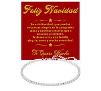 Bramart Pulsera Mujer para Navidad Plata Sterling 925 con Piedras de Circonia Idea de regalo para ella Acabado en Plata, navidad Regalo - Caja con DEDICATORIA incluida (Pulsera Navidad tenis)