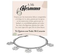 Bramart Pulsera Querida Hermana Plata Oro Cumpleaños Ideas Regalos para ella Acero Inoxidable Pulido Idea Regalo Navidad - Estuche con DEDICATORIA incluido (Pulsera Hermana trébol de cuatro hojas 1)